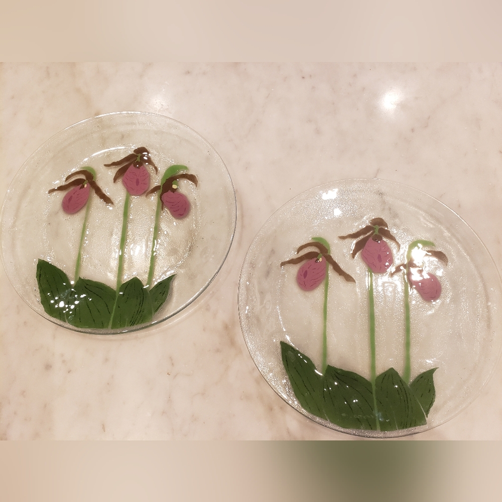 Handmade Fused Art Glass Plates Set Of 2